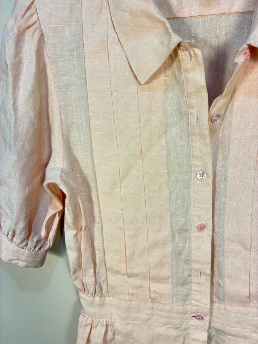 Vintage Allen Solly 100% Linen Pleated Button Front Maxi Dress - Picture 5 of 10
